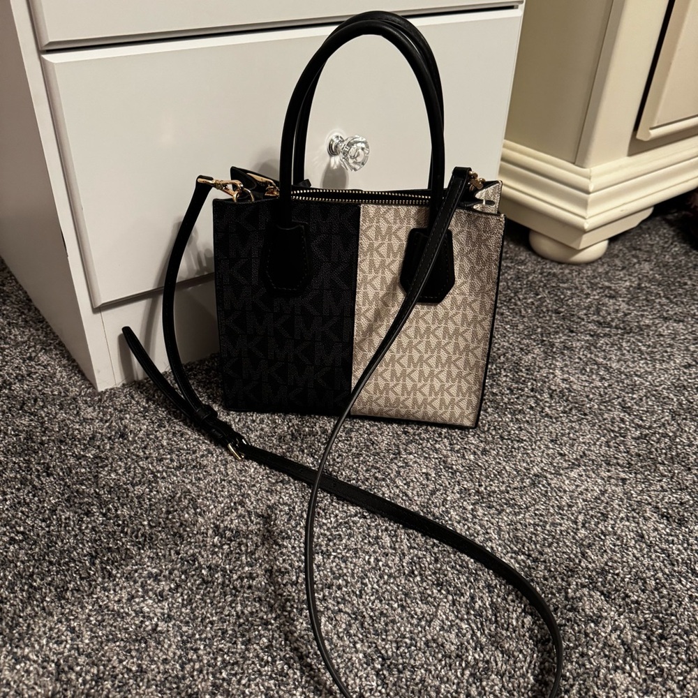 Michael Kors Black and Tan Satchel - Picture 2 of 5